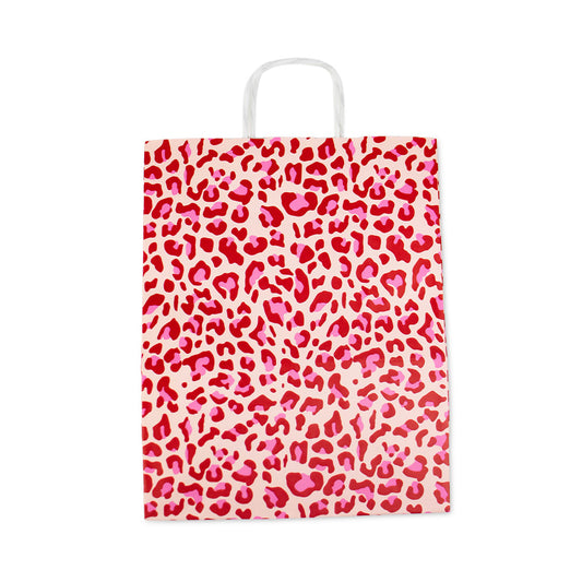 50x Papiertragetaschen Leopard Pink A4