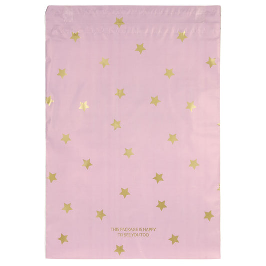 100x Versandtaschen Stars Gold Medium Rückgabeverschluss