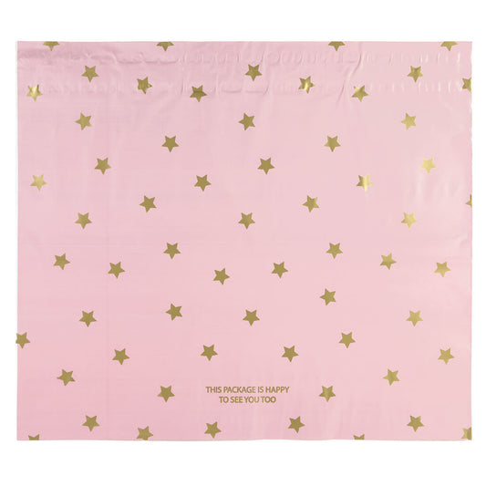 100x Versandtaschen Stars Gold XL Rückgabeverschluss