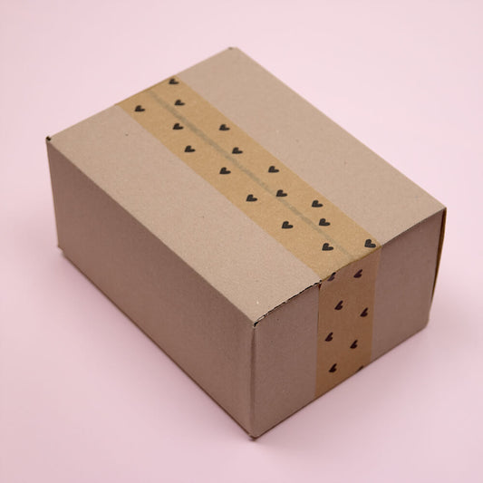 Papierband 'Hearts' Braun-Schwarz 50mmx50mtr