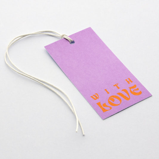 50x Geschenkanhänger 'With love' Lila-Orange