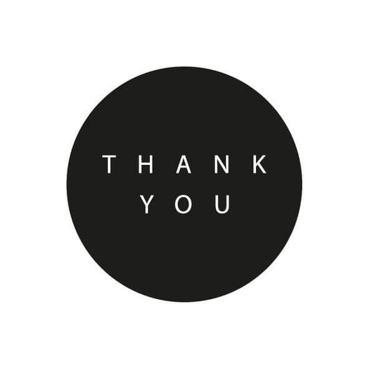 500x Aufkleber 'Thank You' Schwarz 40mm