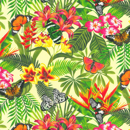 Geschenkpapier Dschungel Blumen Schmetterlinge 50cm x 200mtr