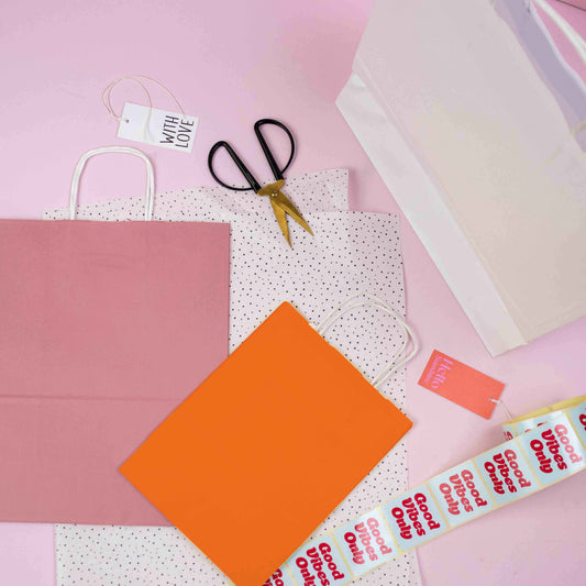 50x Papiertüten orange in verschiedenen Größen
