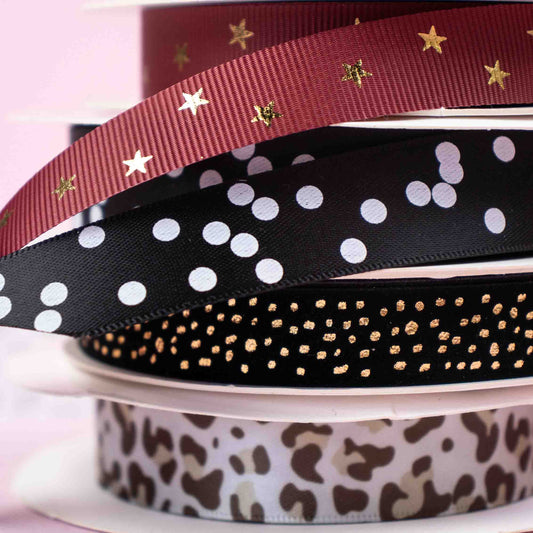 Geschenkband Dotty Schwarz 15mm x 5m