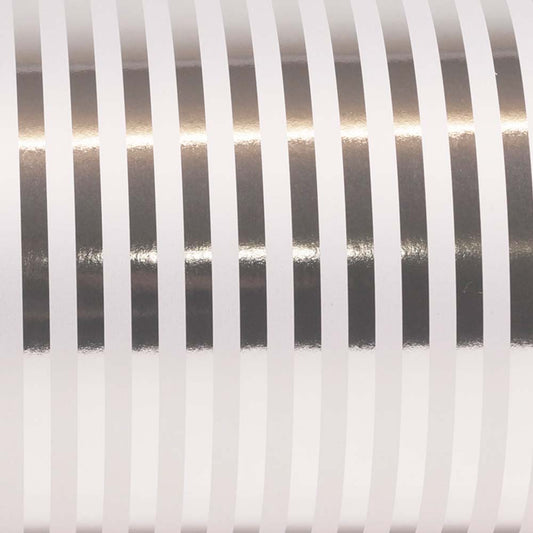 Geschenkpapier Weiß Silber Streifen 50cm x 100mtr - Design ZP12