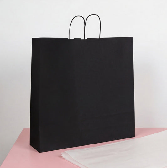 50x Papiertaschen Schwarz XXL