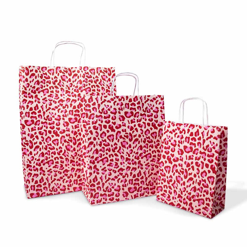 50x Papiertüten Leopard Pink A5