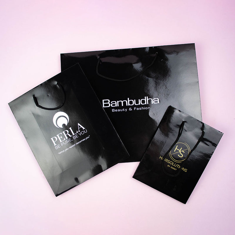 Geschenktasche bedrucken Schwarz A4