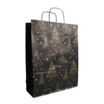 50x Papier-Weihnachtstüten A3 Trees Schwarz/Gold