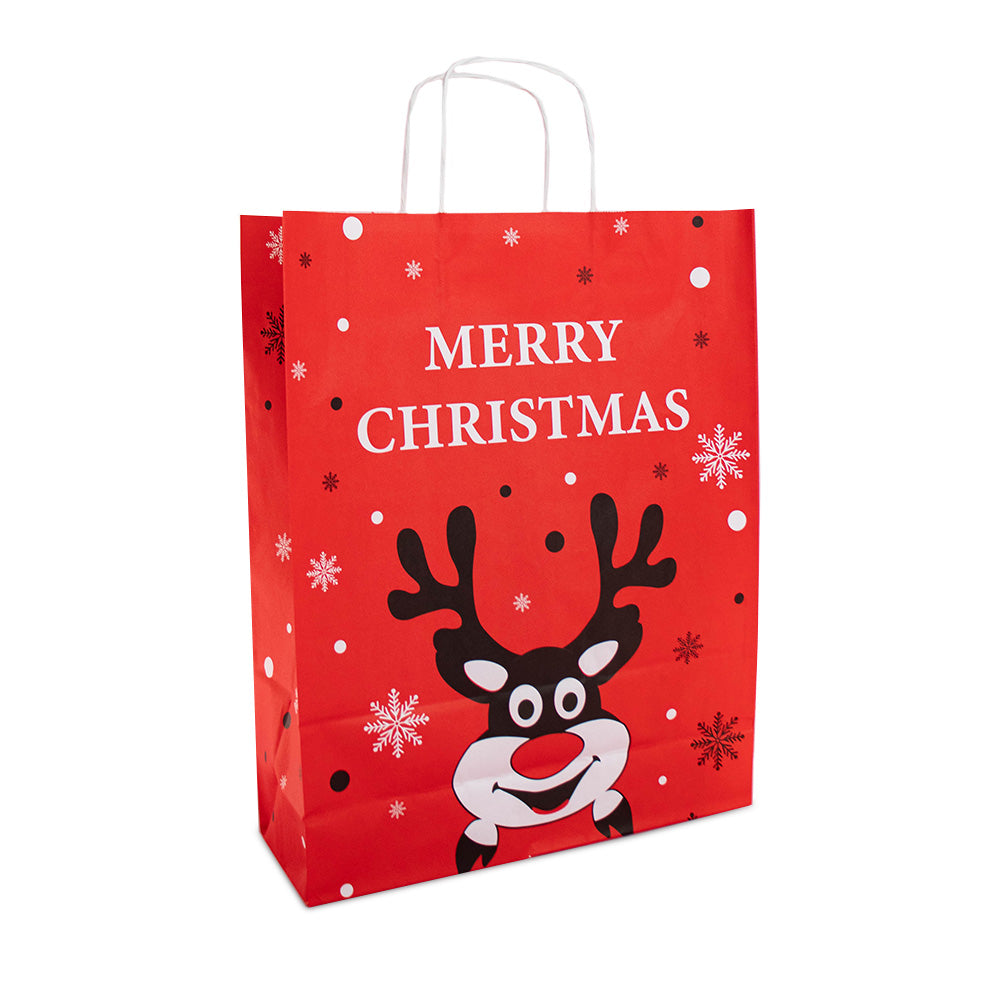 50x Papier-Weihnachtstüten A3 Rudolph