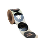 500x Aufkleber 'Best Wishes' Schwarz-Gold 50mm