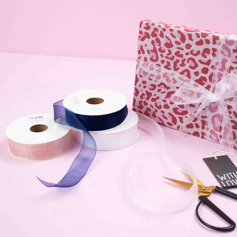 Organza Geschenkband Weiß 25mm x 50m