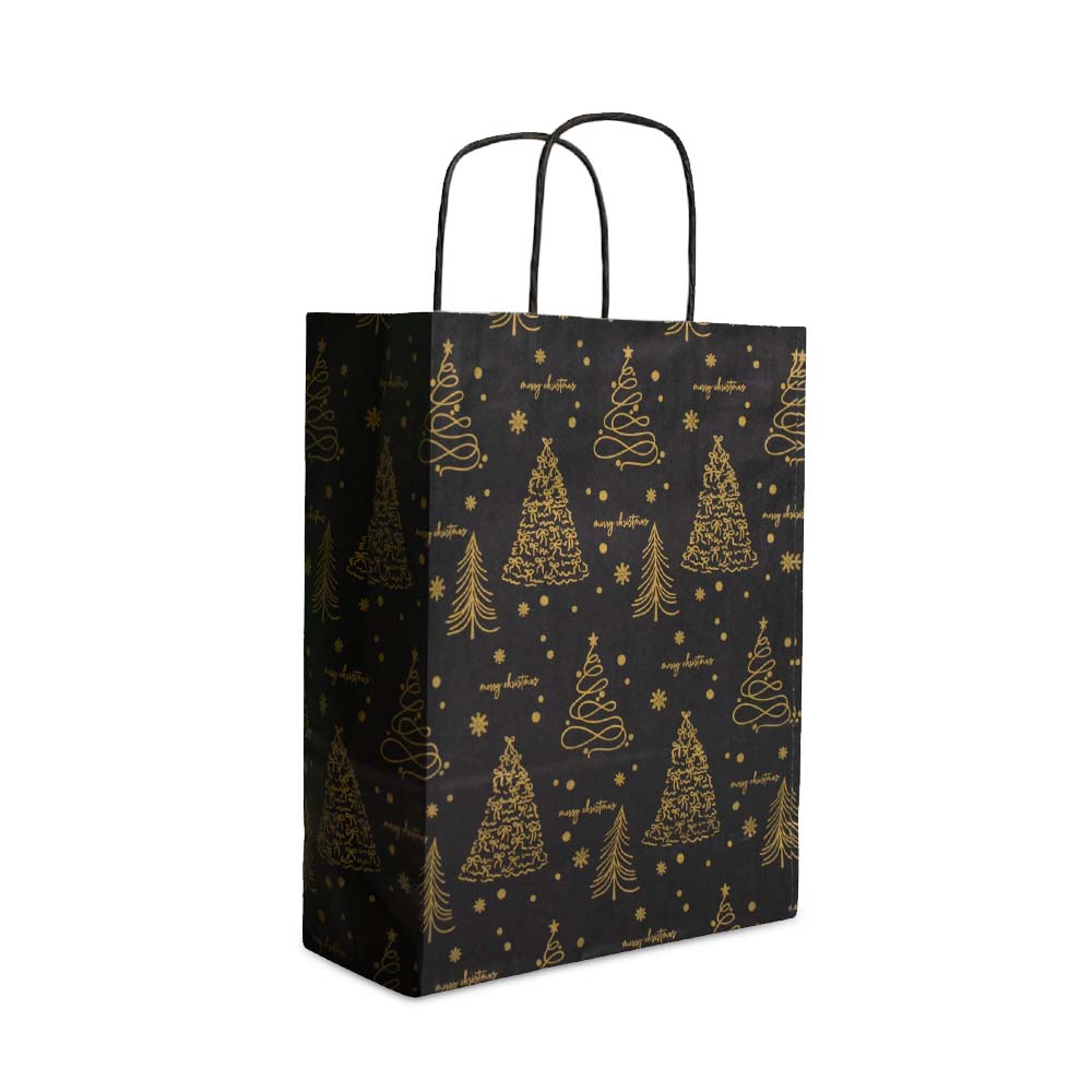 50x Papier-Weihnachtstüten A5 Golden trees