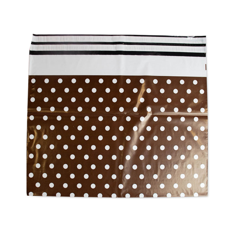100x Versandtaschen Braun mit weißen Punkten Large