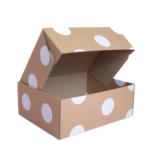 25x Versandboxen Braun mit weißen Punkten 38x30x14cm