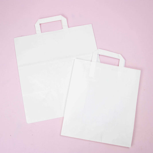 50x Budget Taschen Weiß breiter Boden Querformat M
