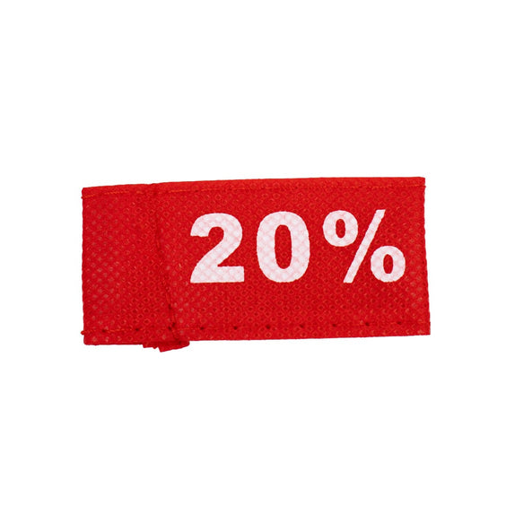 50x Kleidungsetiketten 3x6cm - 20% rot