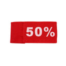 50x Kleidungsetiketten 3x6cm - 50% rot