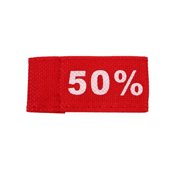 50x Kleidungsetiketten 3x6cm - 50% rot