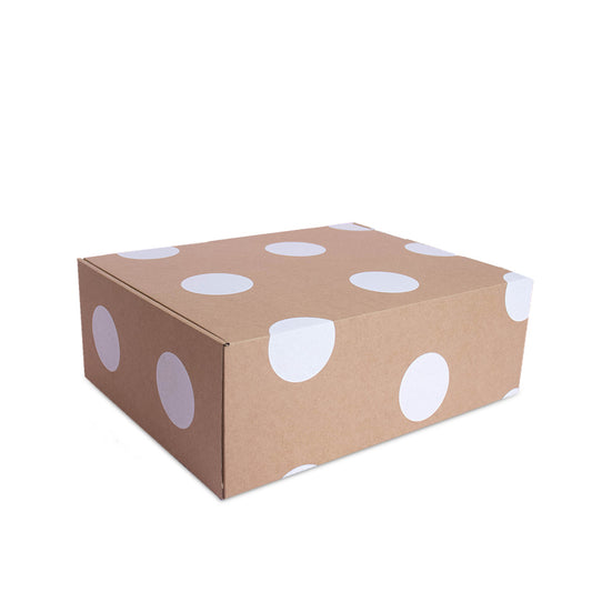 25x Versandboxen Braun mit weißen Punkten 38x30x14cm