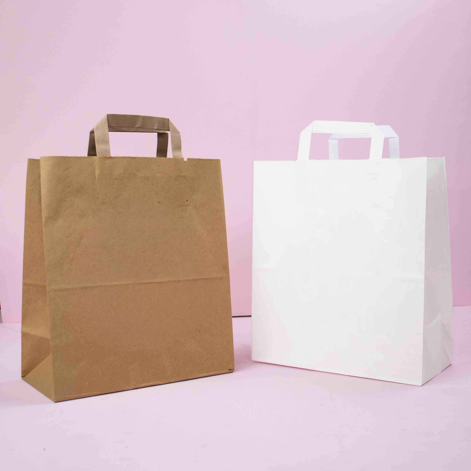 50x Budget Taschen Weiß breiter Boden Querformat M