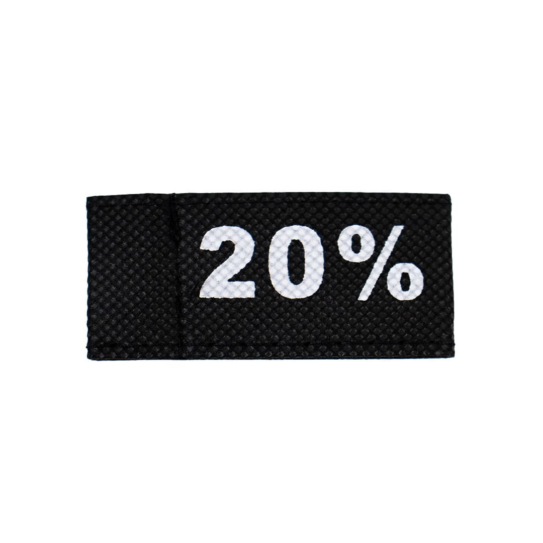 50x Kleidungsetiketten 3x6cm - 20% schwarz