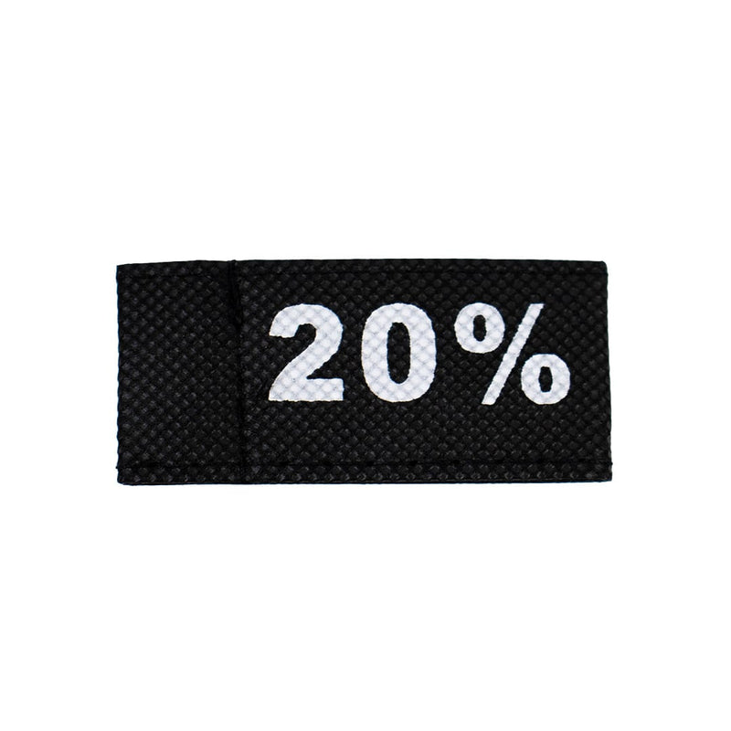 50x Kleidungsetiketten 3x6cm - 20% schwarz