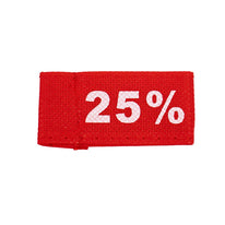 50x Kleidungsetiketten 3x6cm - 25% rot