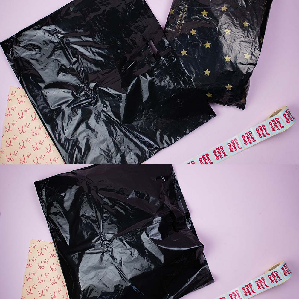 250x Plastiktüten 37x44+2x4cm Schwarz
