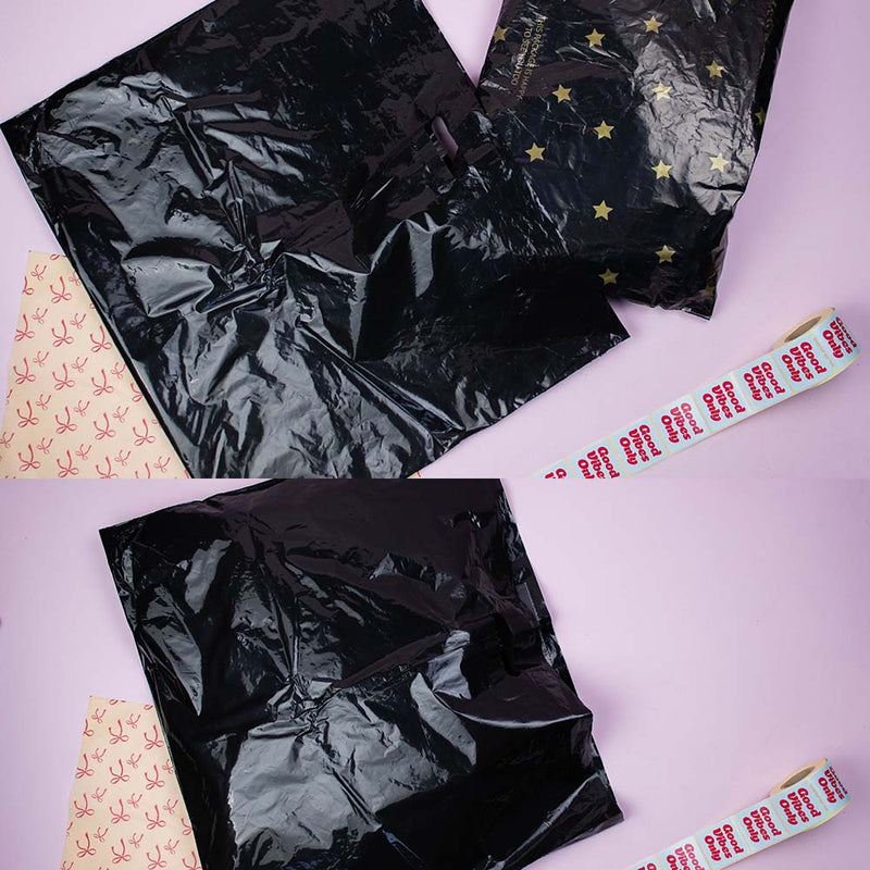 250x Plastiktüten 37x44+2x4cm Schwarz
