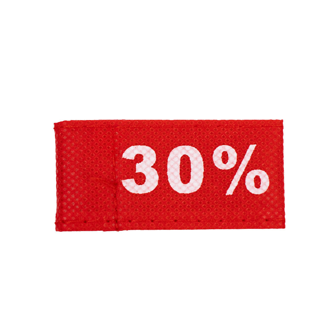50x Kleidungsetiketten 3x6cm - 30% rot