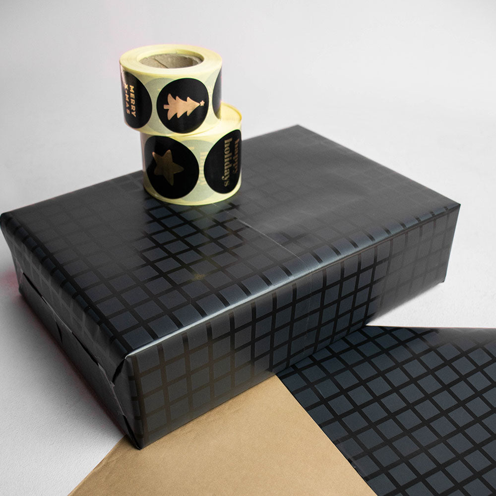 500x Aufkleber 'Best Wishes' Schwarz-Gold 50mm
