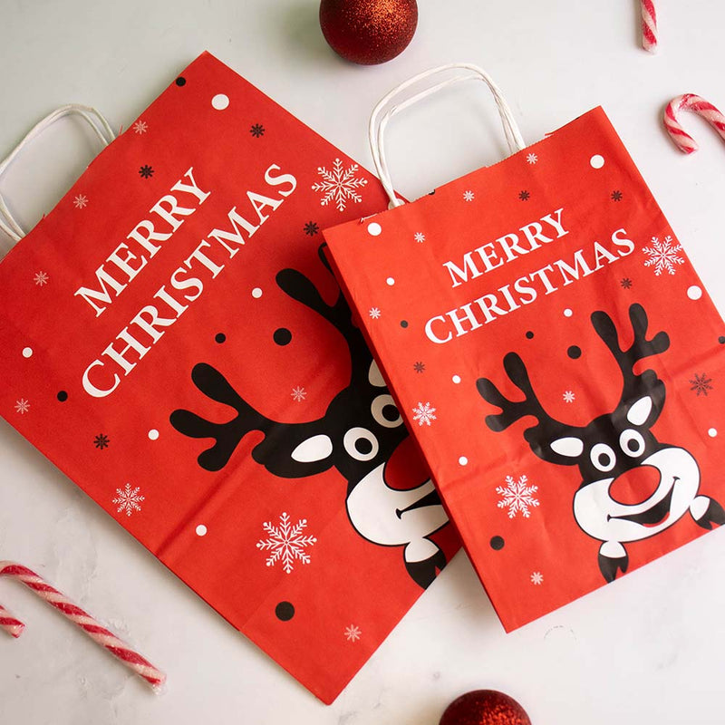 50x Papier-Weihnachtstüten A4 Rudolph