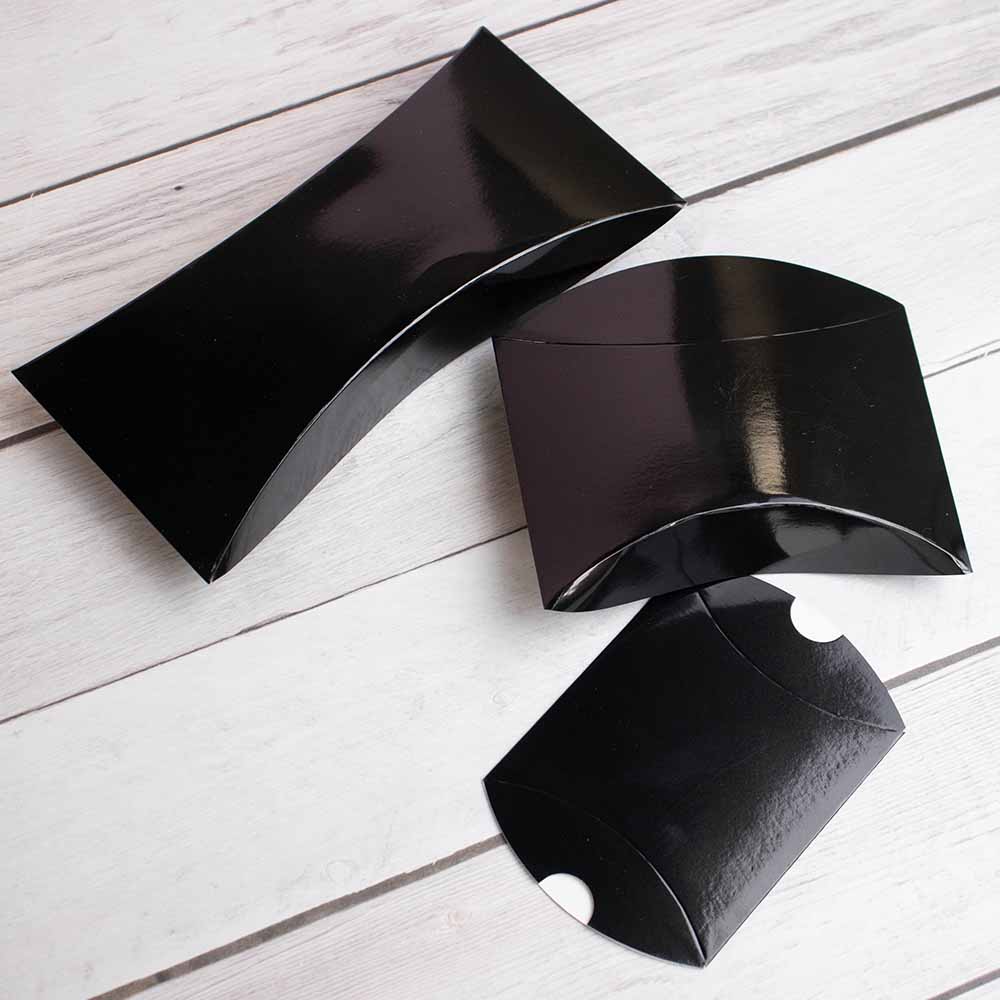 Kissenverpackung bedrucken schwarz 105x95x30mm