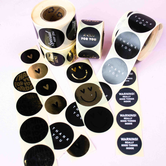500x Aufkleber 'A Gift For You' Zwart-Goud 40mm