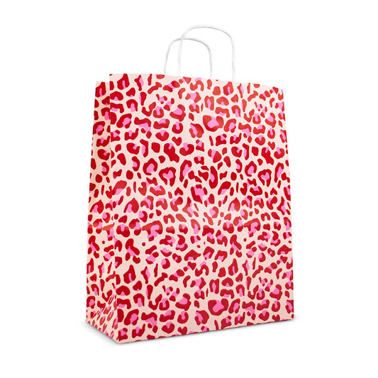 50x Papiertüten Leopard Pink A3