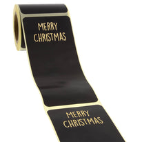 100x Verschlussaufkleber 'Merry Christmas' Schwarz/Gold