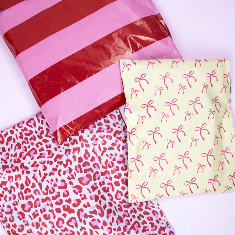 100x Versandtaschen Leopard Pink XL