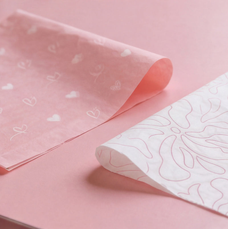 Seidenpapier 50x70cm Rosa mit Herzen