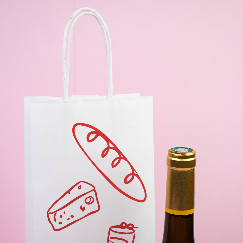 Papiertragetaschen Wein Weiß bedrucken
