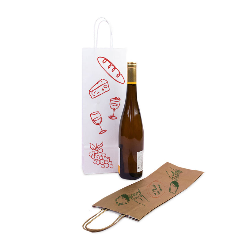 Papiertragetaschen Wein Weiß bedrucken