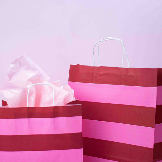 50x Papiertüten Stripes Pink A5