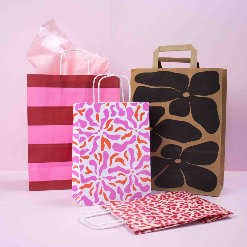 50x Papiertaschen Braun + Herzen A5