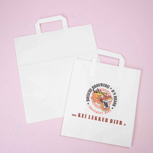 Budget Papiertüten M quadratischWeiß Kraftdruck