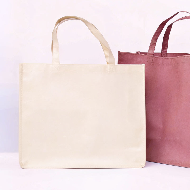 10x Shopper Beige Non Woven 42x12x35cm