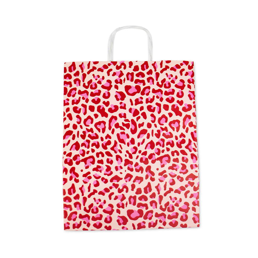 50x Papiertragetaschen Leopard Pink A4