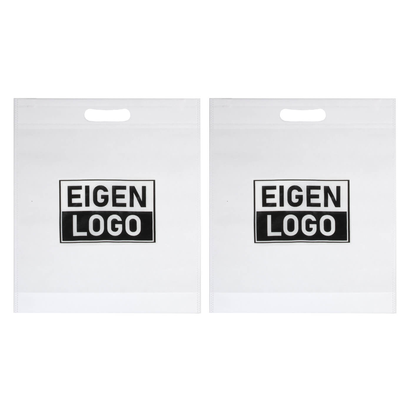Tasche Druck Weiß Vliesstoff 38x44 + 2x4cm - Gestanzter Griff