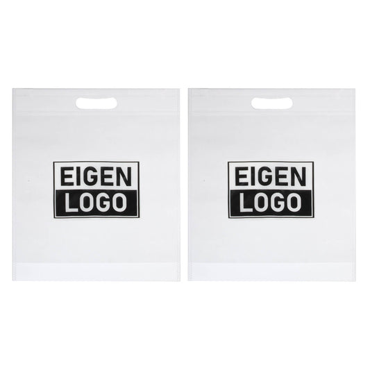 Tasche Druck Weiß Vliesstoff 38x44 + 2x4cm - Gestanzter Griff