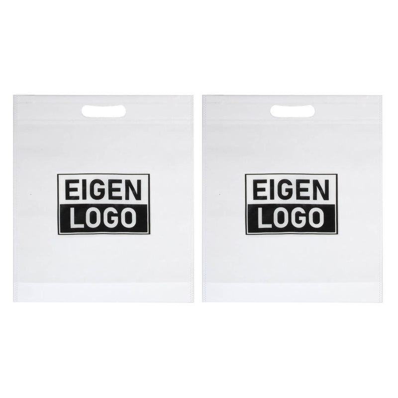 Tasche Druck Weiß Vliesstoff 38x44 + 2x4cm - Gestanzter Griff